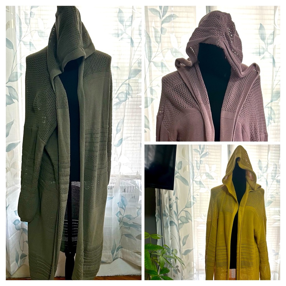 THREE Hooded open front cardigan bundle 3/xl Marled